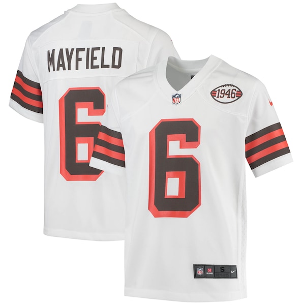Baker Mayfield Cleveland Browns Nike Youth 1946 Collection Alternate Game Jersey - White/Brown - Image 2