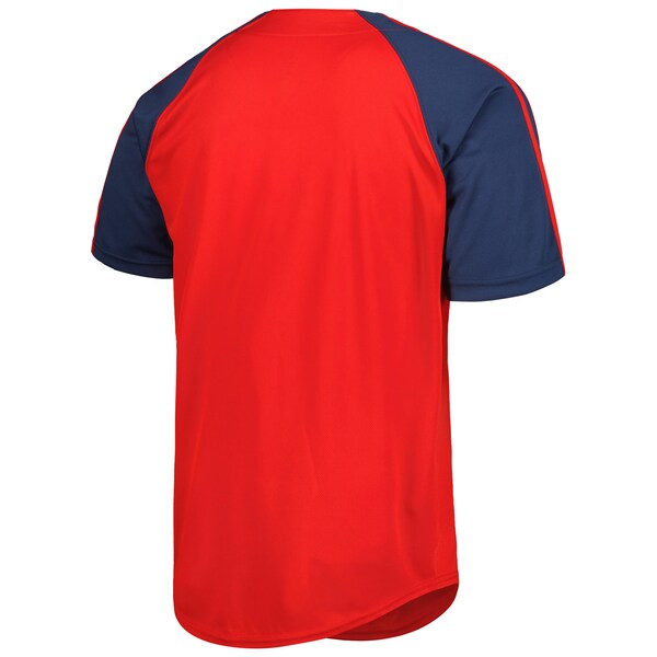 Los Angeles Angels Stitches Button-Down Raglan Fashion Jersey - Red - Image 4