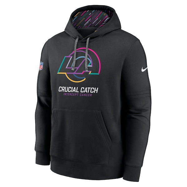 Los Angeles Rams Nike 2024 NFL Crucial Catch Club Pullover Hoodie - Black - Image 3