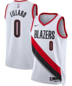 Alternative view of Damian Lillard Portland Trail Blazers Nike Unisex Swingman Jersey - Association Edition - White/Black