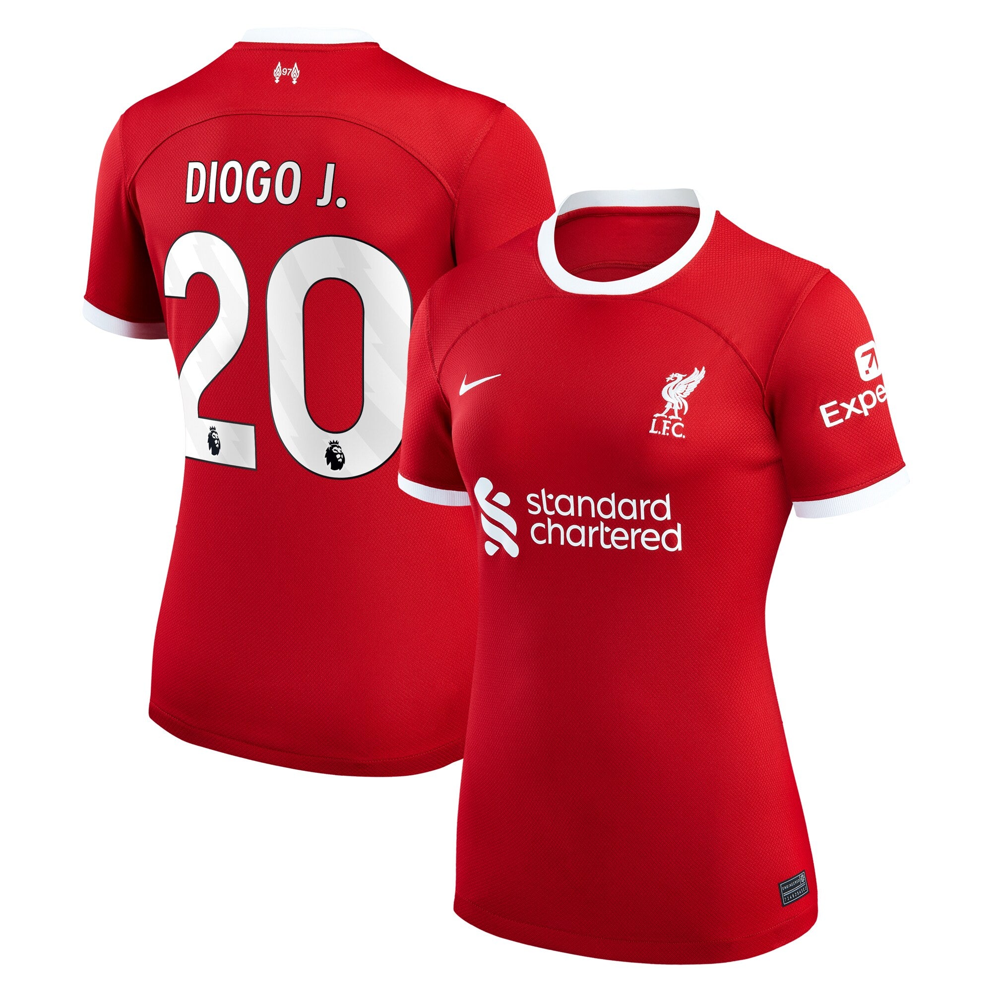 Diogo Jota Liverpool Nike Women's 2023/24 Away Replica Player Jersey - White/Red - Image 6