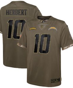 Justin Herbert Los Angeles Chargers Nike Youth 2022 Salute To Service Player Limited Jersey - Olive