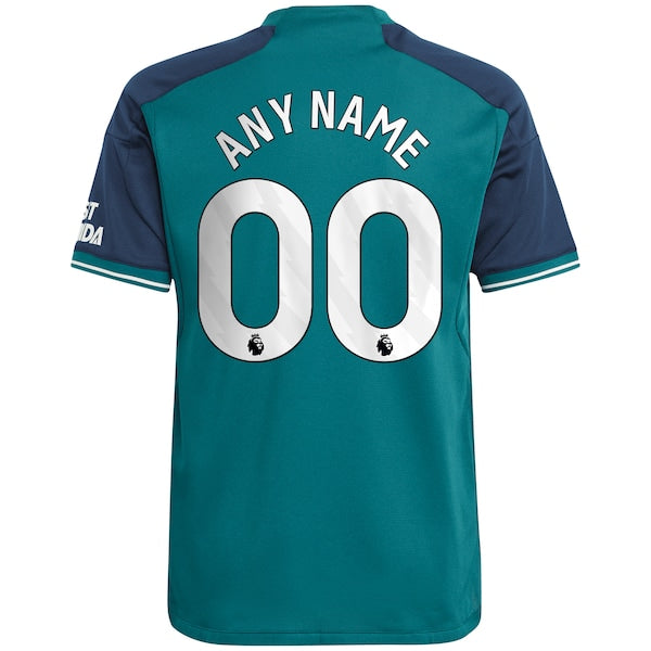 Arsenal adidas Youth 2023/24 Third Replica Custom Jersey - Green - Image 3
