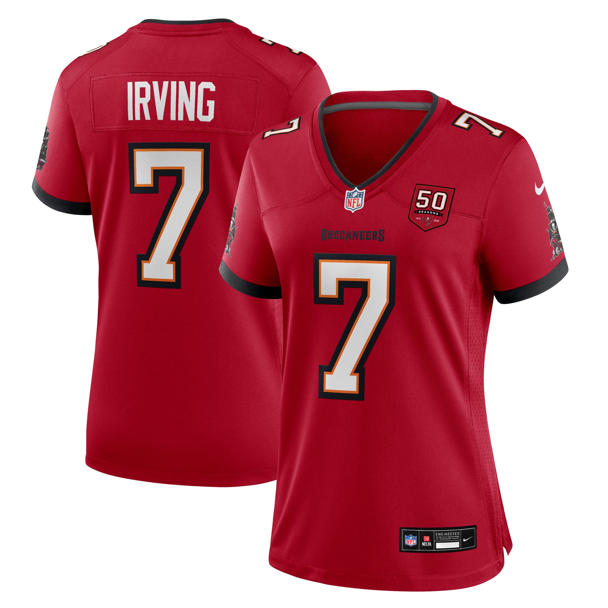 Bucky Irving Tampa Bay Buccaneers Nike Women's 50th Season Game Jersey - Creamsicle/White/Red - Image 2