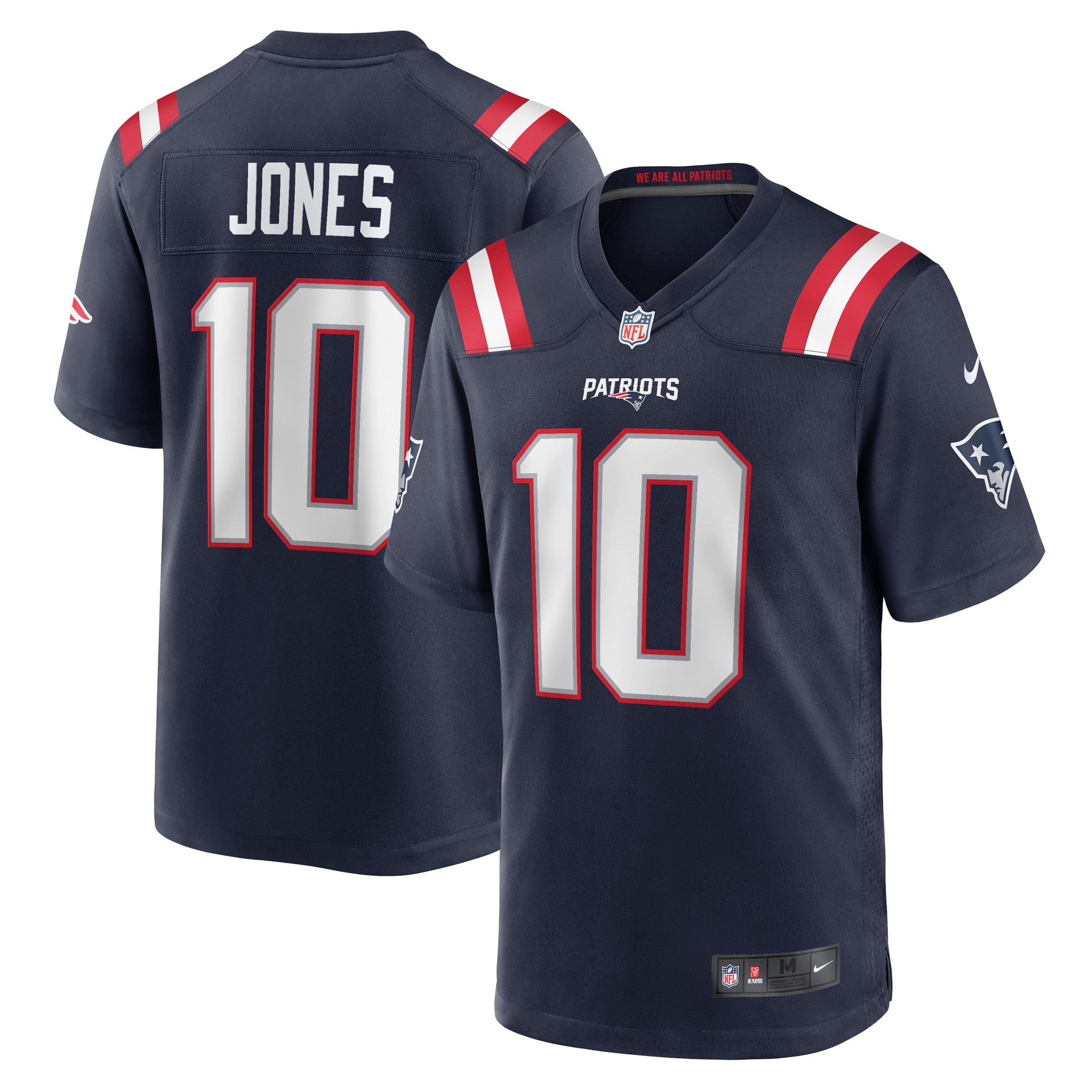Mac Jones New England Patriots Nike Game Jersey - Red/Navy/White - Image 5