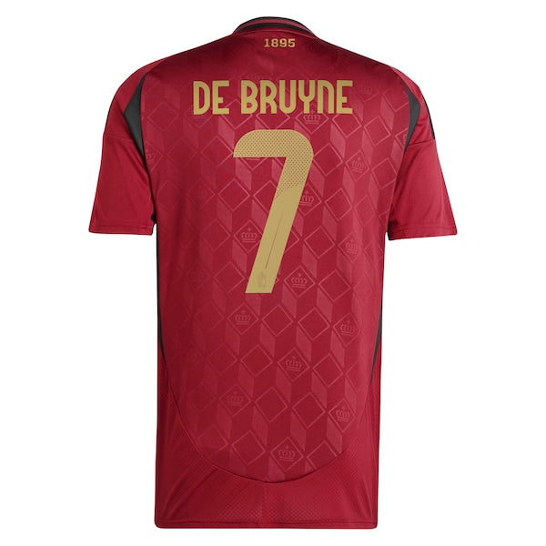 Kevin De Bruyne Belgium National Team adidas 2024 Home Replica Player Jersey - Burgundy - Image 3