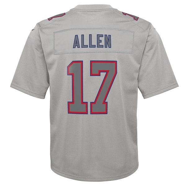 Josh Allen Buffalo Bills Nike Youth Atmosphere Game Jersey - Gray - Image 3