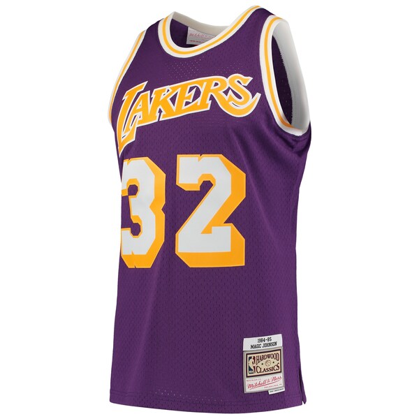 Magic Johnson Los Angeles Lakers 1984/85 Hardwood Classics Swingman Jersey - Purple/Gold - Image 3