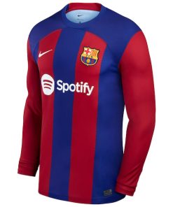Alternative view of Frenkie de Jong Barcelona Nike 2023/24 Home Replica Long Sleeve Jersey - Royal