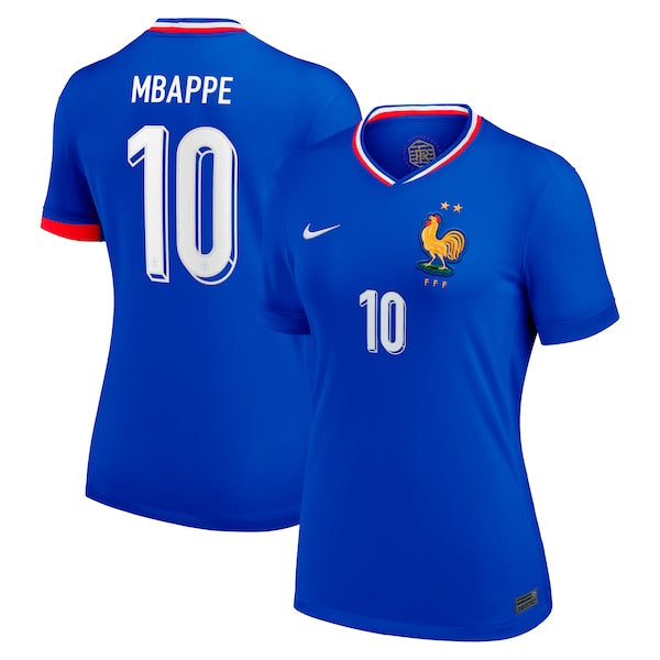 Kylian Mbappe France National Team Nike Women's 2024 Home Replica Jersey - Blue/White - Image 2
