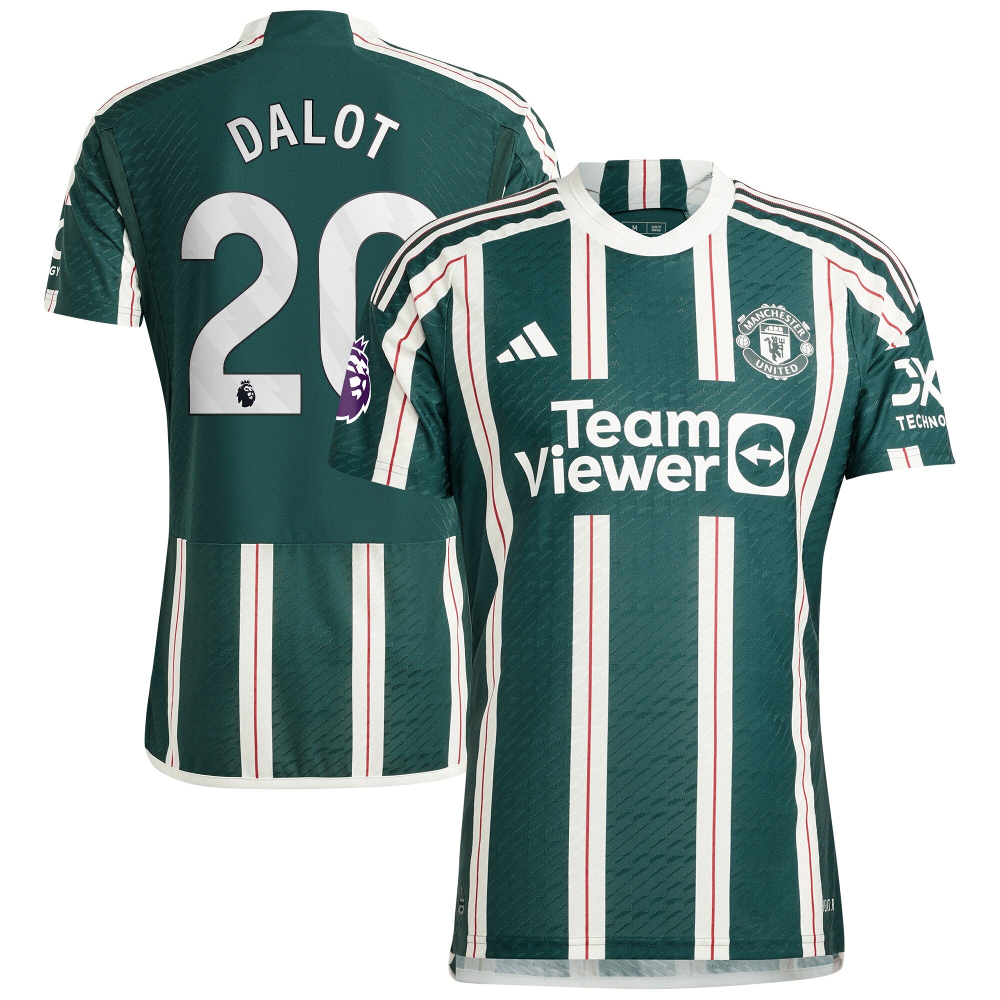 Diogo Dalot Manchester United adidas 2023/24 Home Authentic Player Jersey - Red/Green - Image 5