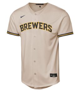 Alternative view of Christian Yelich Milwaukee Brewers Nike Youth Home Replica Player Jersey - Cream