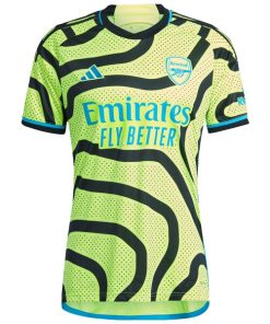 Alternative view of Declan Rice Arsenal adidas 2023/24 Away Replica Player Jersey - Yellow/Green