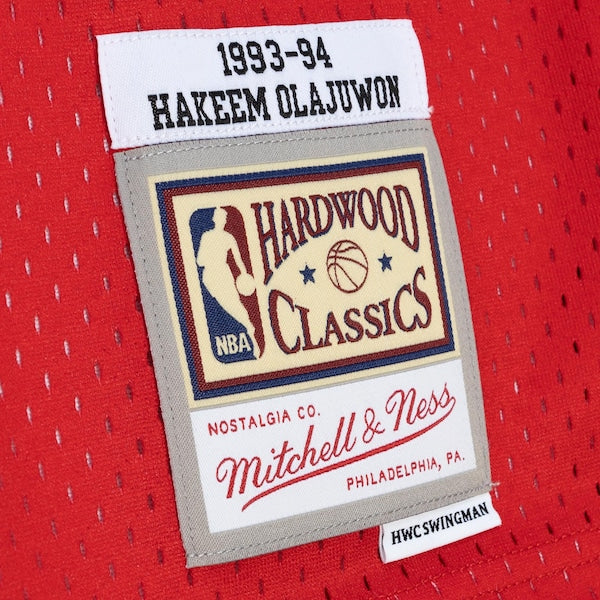 Hakeem Olajuwon Houston Rockets Hardwood Classics 1993/94 Split Swingman Jersey - Navy/Red - Image 9