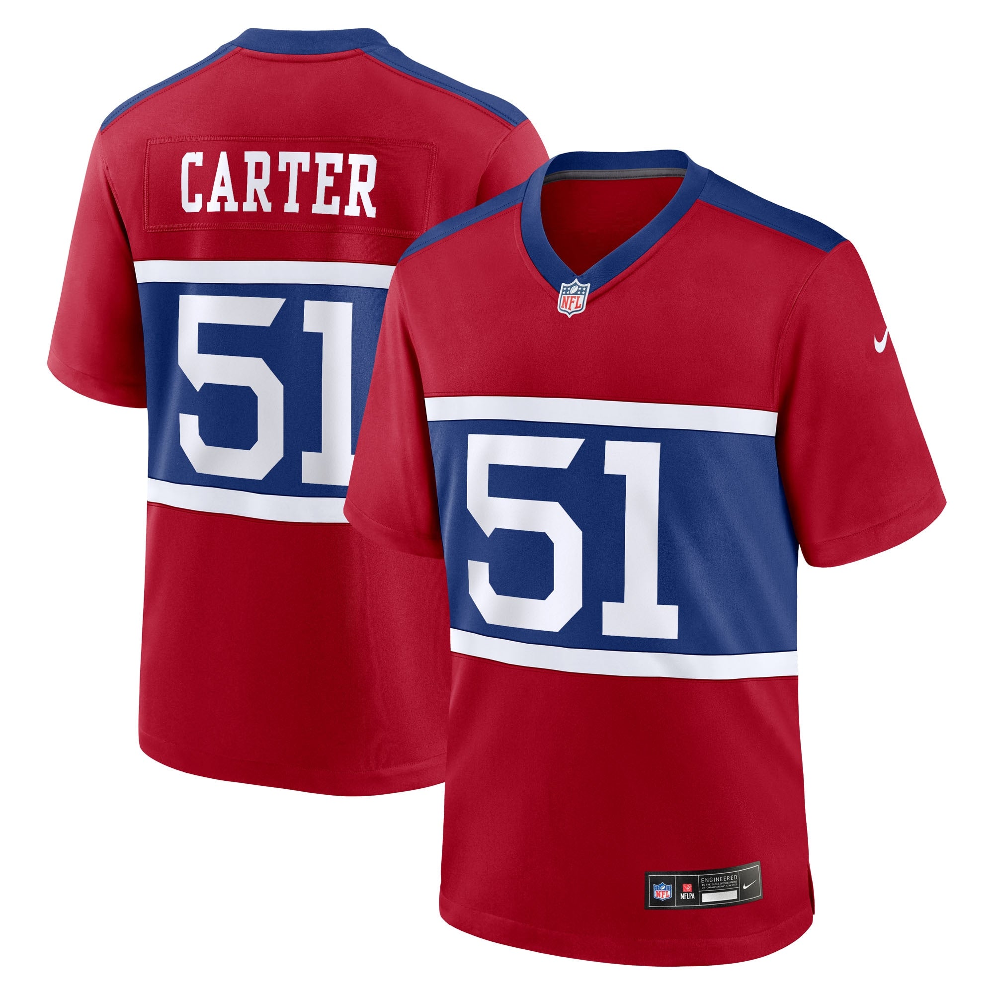 Abdul Carter New York Giants Nike First Round Pick Game Jersey - White/Red/Royal - Image 7