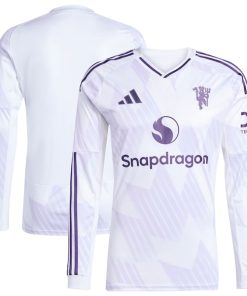 Alternative view of Manchester United adidas 2025/26 Away Replica Long Sleeve Jersey - White/Black/Red