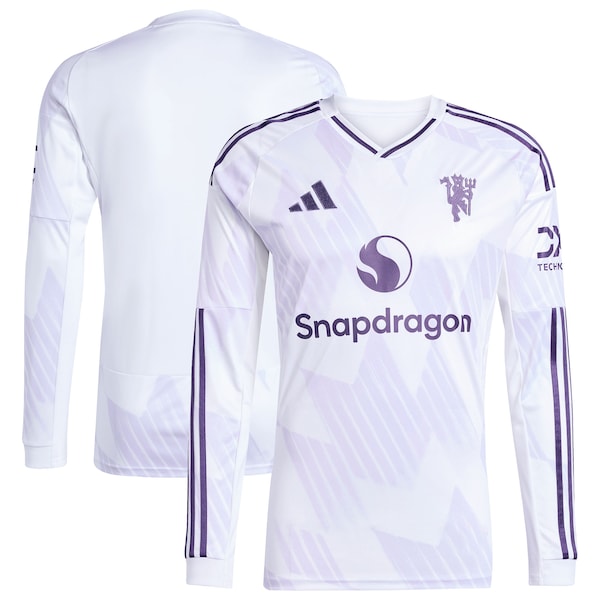 Manchester United adidas 2025/26 Away Replica Long Sleeve Jersey - White/Black/Red - Image 2