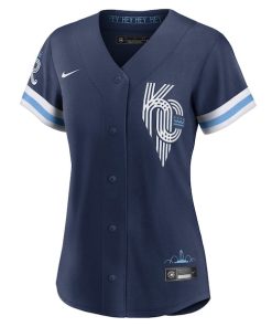 Alternative view of Andrew Benintendi Kansas City Royals Nike Women's 2022 City Connect Replica Player Jersey - Navy