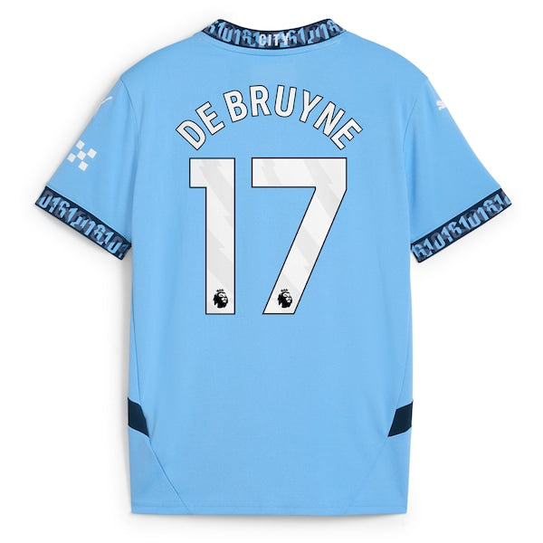Kevin De Bruyne Manchester City Puma Youth 2024/25 Home Replica Player Jersey - Light Blue - Image 3