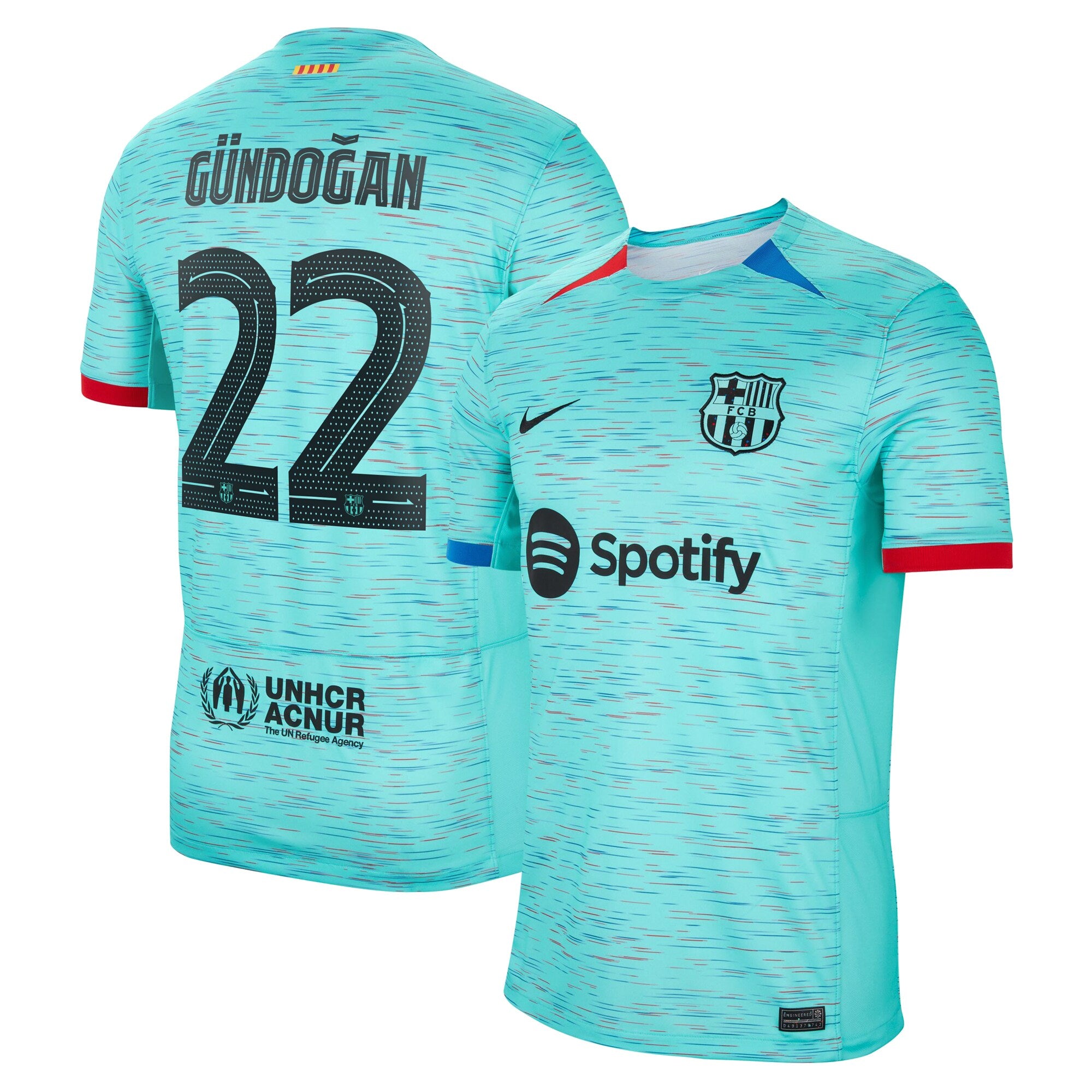 Ilkay G¨¹ndogan Barcelona Nike 2023/24 Away Stadium Replica Player Jersey - White/Aqua/Royal - Image 7