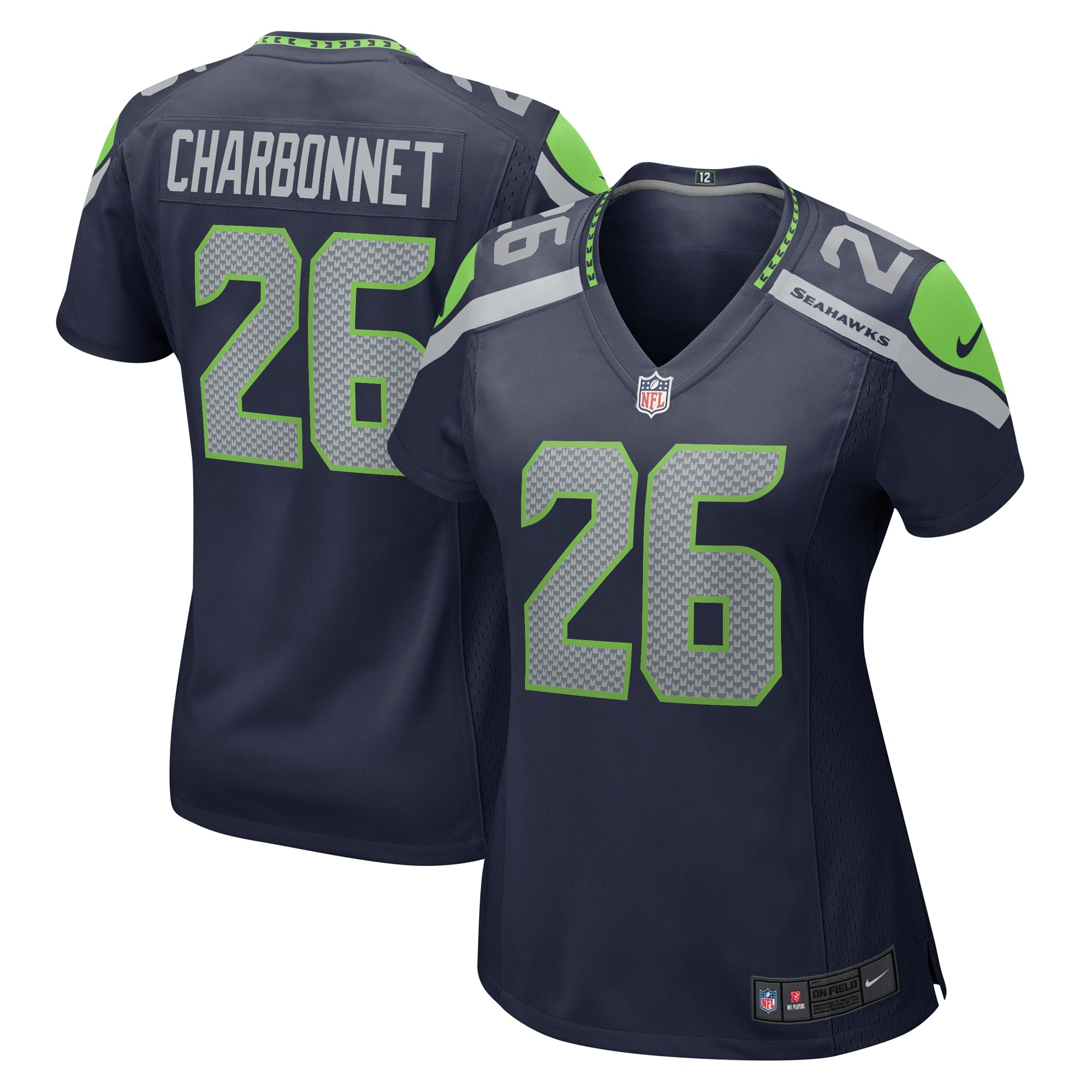 Zach Charbonnet Seattle Seahawks Nike Women's Team Game Jersey - College Navy/Navy - Image 2