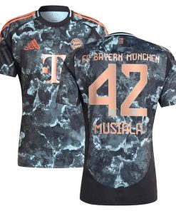 Alternative view of Jamal Musiala Bayern Munich adidas 2024/25 Away Replica Player Jersey - Black
