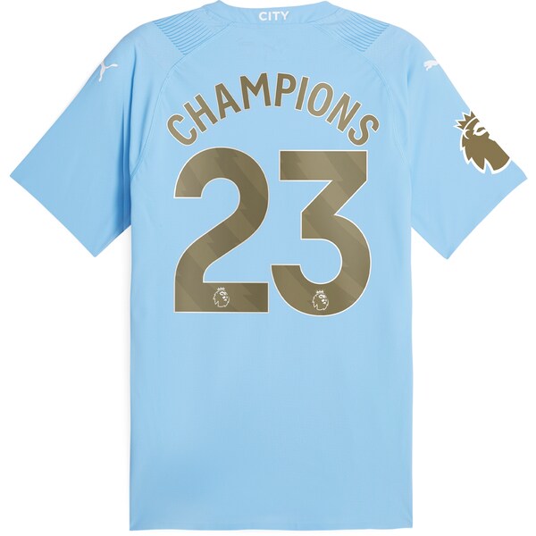 Manchester City Puma 2023/24 English Premier League Champions Authentic Jersey - Sky Blue - Image 3