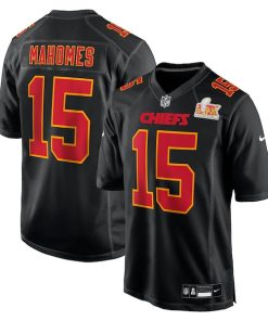 Patrick Mahomes Kansas City Chiefs Nike Super Bowl LIX Fashion Game Jersey - Carbon Black/White