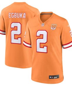 Alternative view of Emeka Egbuka  Tampa Bay Buccaneers Nike Alternate 2 50th Season Game Jersey -  Creamsicle/Red