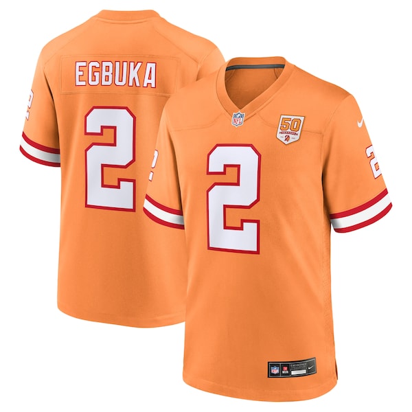 Emeka Egbuka Tampa Bay Buccaneers Nike Alternate 2 50th Season Game Jersey - Creamsicle/Red - Image 2