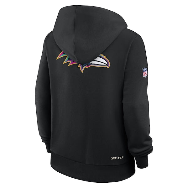 Baltimore Ravens Nike Women's 2025 NFL Crucial Catch Sideline Standard Issue Dri-FIT Hoodie - Black - Image 2