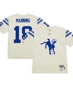 Peyton Manning Indianapolis Colts Chainstitch Legacy Jersey - Cream
