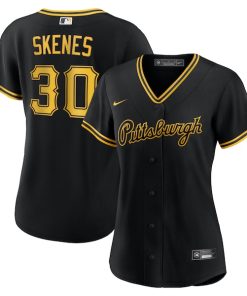 Alternative view of Paul Skenes Pittsburgh Pirates Nike Women's Alternate Replica Player Jersey - Black/White
