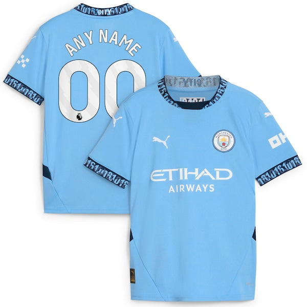 Manchester City Puma Youth 2024/25 Home Replica Custom Jersey - Light Blue - Image 2