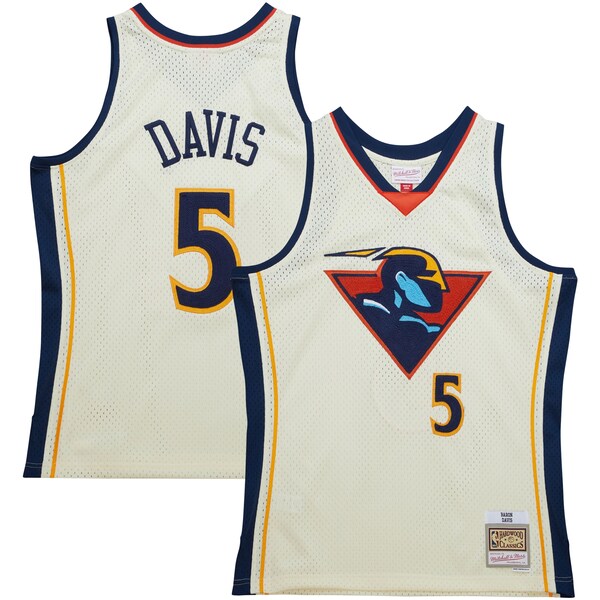 Baron Davis Golden State Warriors Chainstitch Swingman Jersey - Cream - Image 5