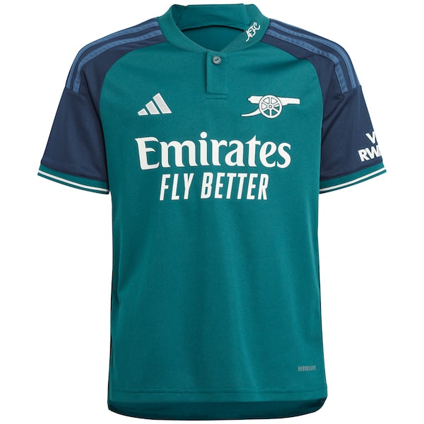 Gabriel Jesus Arsenal adidas Youth 2023/24 Third Replica Player Jersey - Green - Image 2