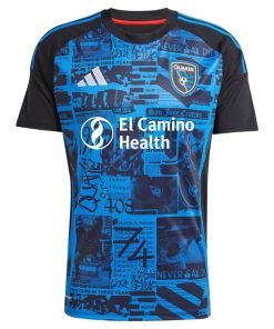 Alternative view of San Jose Earthquakes adidas 2025 Headliner Replica Custom Jersey - Black