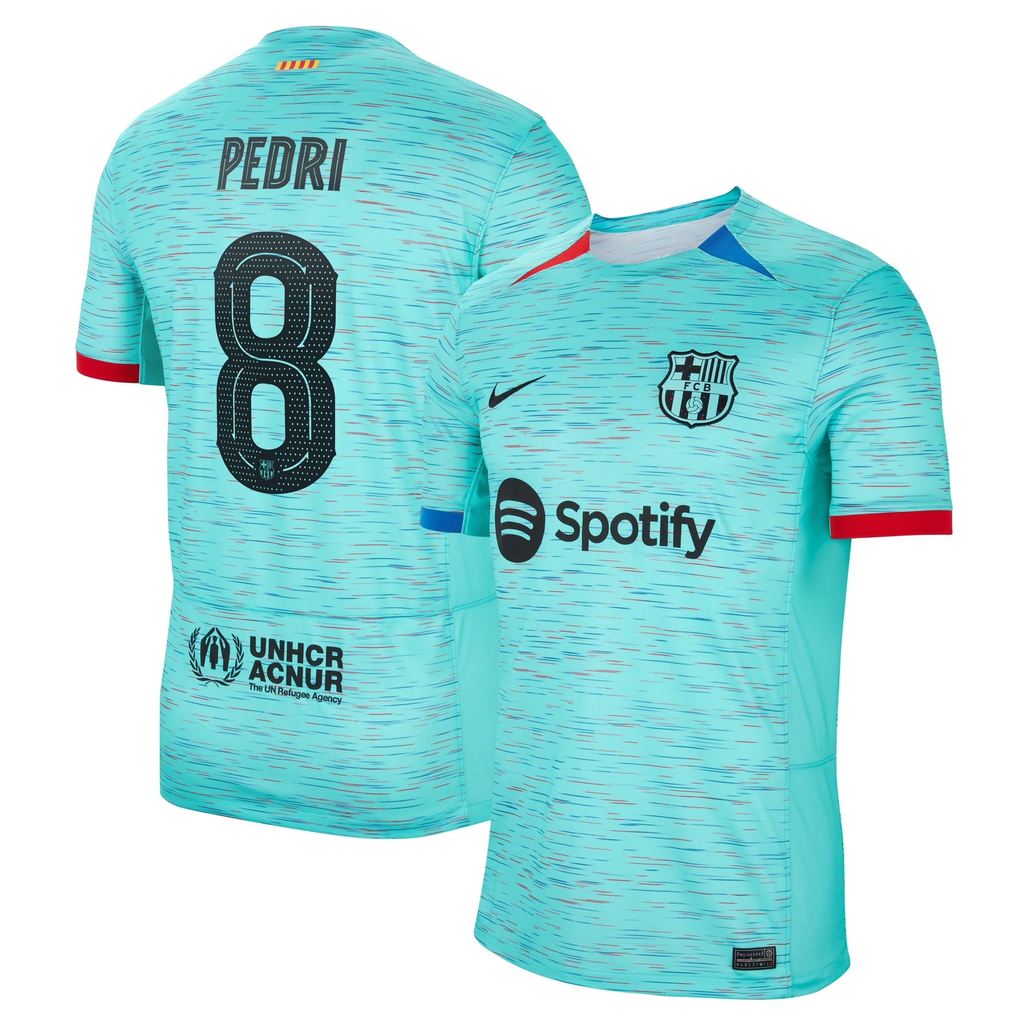 Pedri Barcelona Nike 2023/24 Away Replica Jersey - White/Aqua/Royal - Image 7