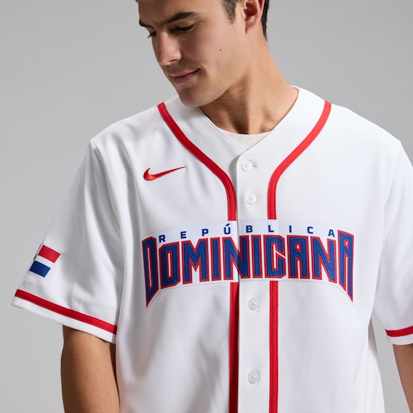 Dominican Republic Baseball Nike 2026 World Baseball Classic Home Stadium Jersey - White/Royal - Image 3