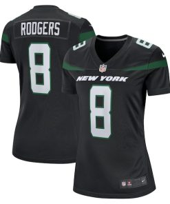 Alternative view of Aaron Rodgers New York Jets Nike Women's Player Jersey - Black/Green/White
