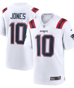 Mac Jones New England Patriots Nike Team Game Jersey - White/Navy