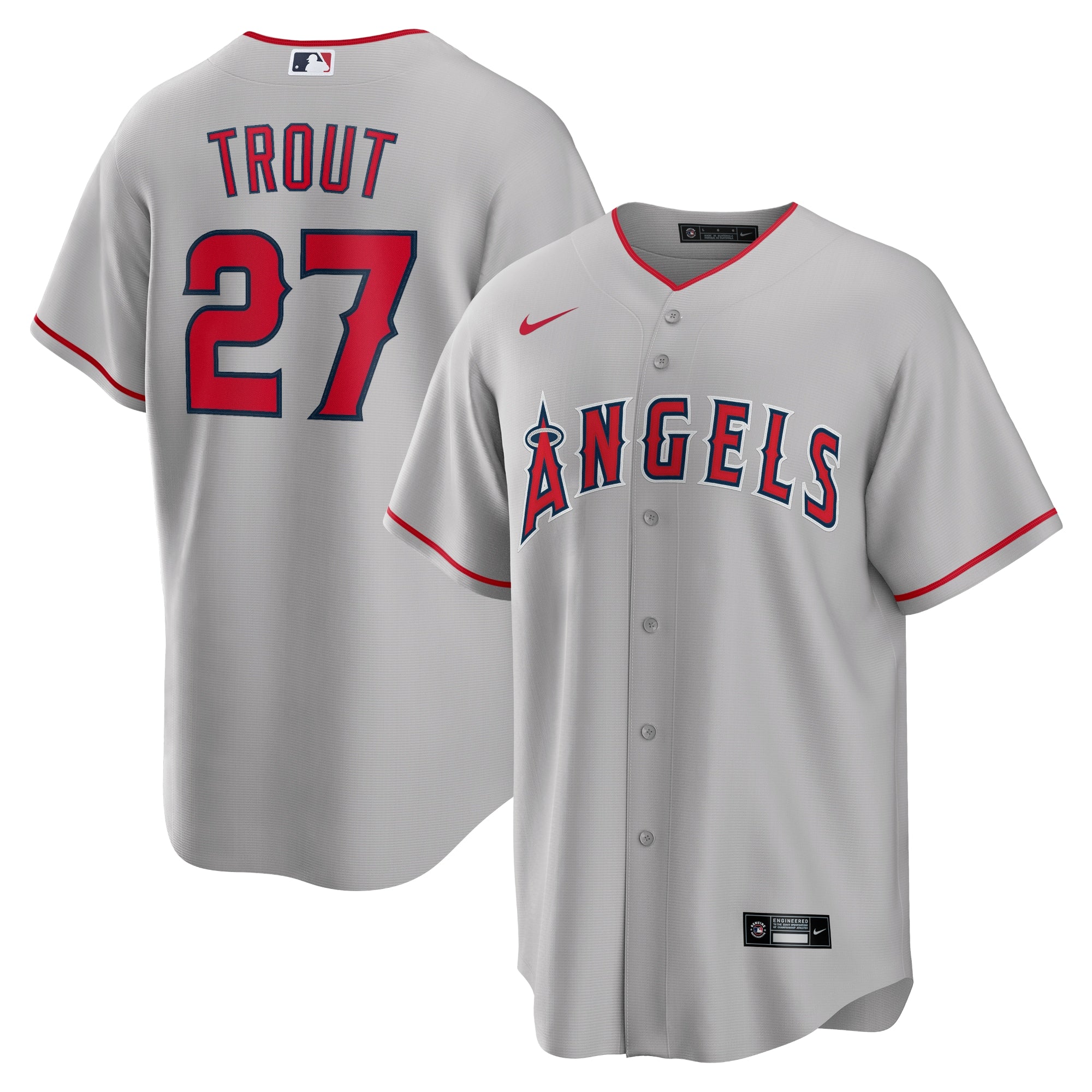 Mike Trout Los Angeles Angels Nike Alternate Replica Player Name Jersey - Red/Silver/White - Image 7