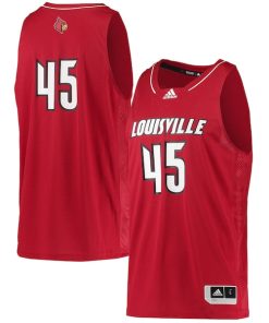Alternative view of #45 Louisville Cardinals adidas Swingman Basketball Jersey - Red/White/Black