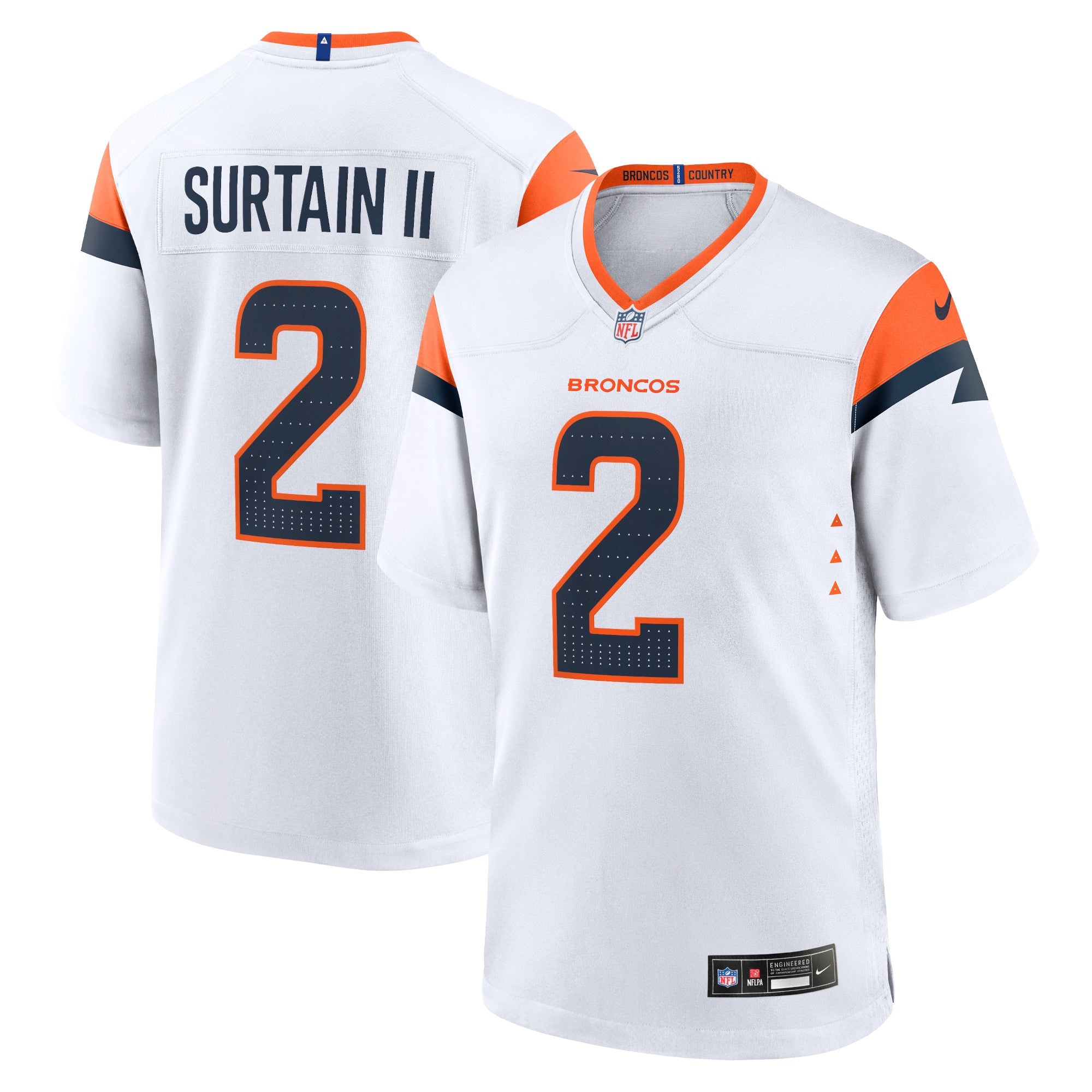 Patrick Surtain II Denver Broncos Nike Game Jersey - Orange/Navy/White - Image 6