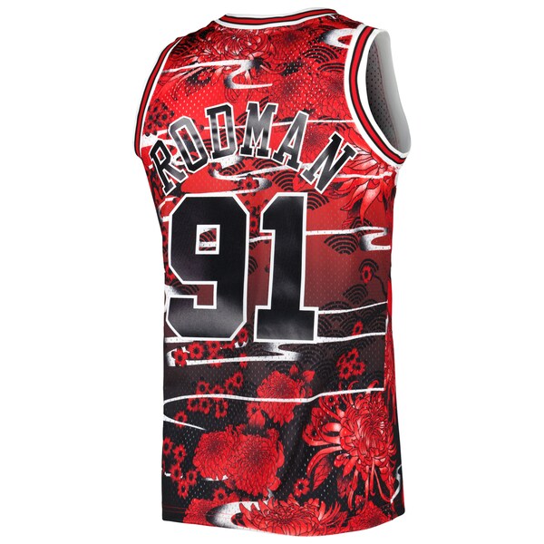 Dennis Rodman Chicago Bulls 1997/98 Hardwood Classics Lunar New Year Swingman Jersey - Red - Image 3