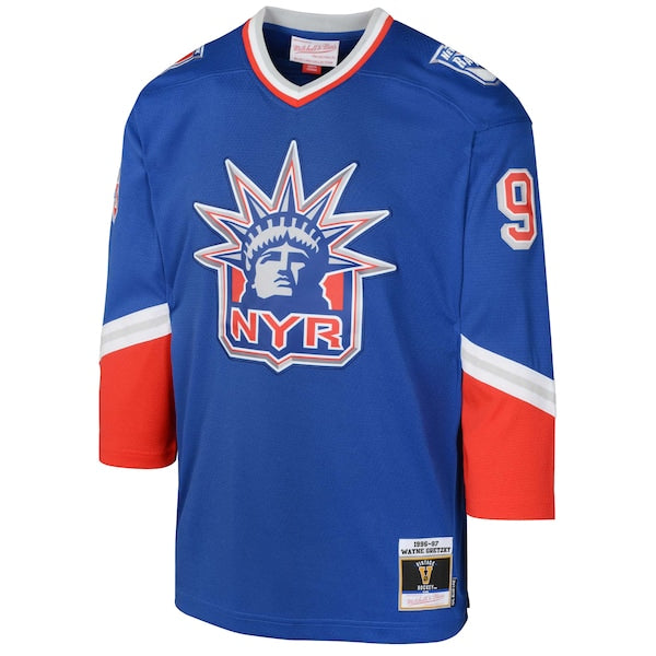 Wayne Gretzky New York Rangers Youth 1996/97 Blue Line Player Jersey - Image 2