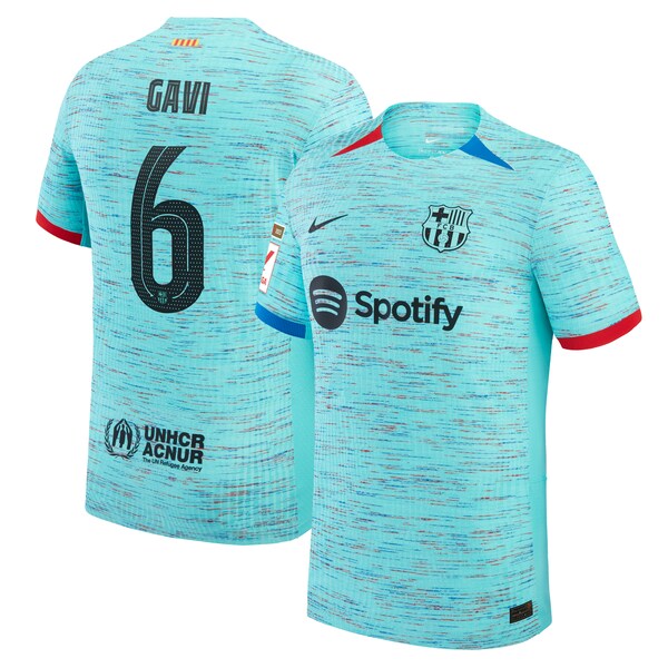 Gavi Barcelona Nike 2023/24 Third Authentic Jersey - Aqua/Royal/White - Image 2