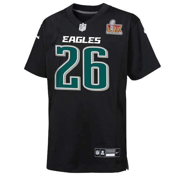 Saquon Barkley Philadelphia Eagles Nike Preschool Super Bowl LIX Patch Fashion Game Player Jersey - Carbon Black - Image 2