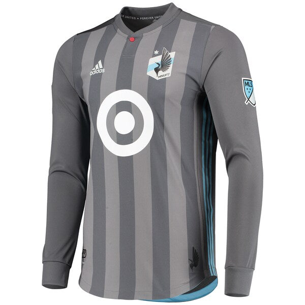 Minnesota United FC adidas 2018/19 Authentic Team Long Sleeve Jersey - Gray - Image 3