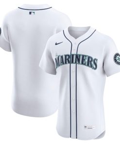 Alternative view of Seattle Mariners Nike Home Elite Jersey - White/Cream/Teal